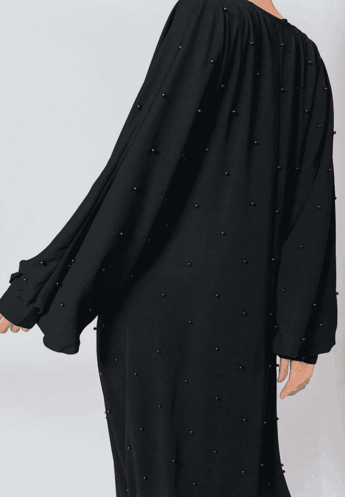 Elegant Black Pearl-Embellished Abaya – Ramadan & Eid Collection