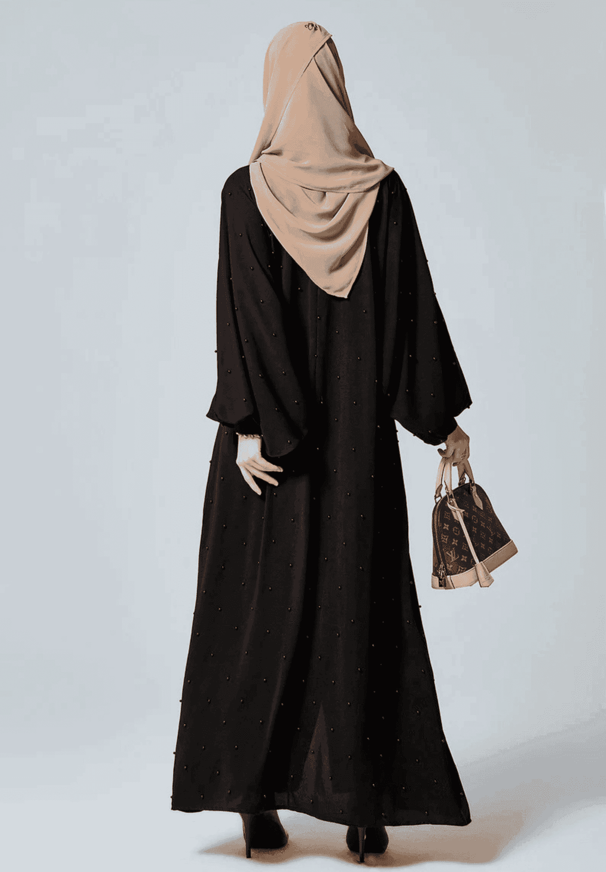 Elegant Black Pearl-Embellished Abaya – Ramadan & Eid Collection