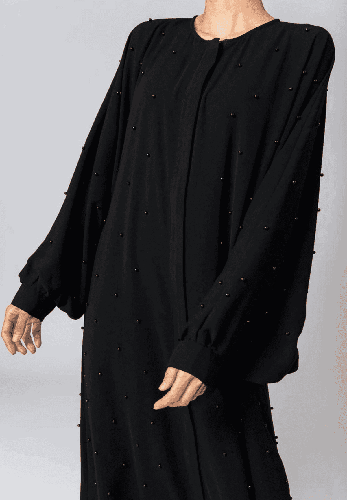 Elegant Black Pearl-Embellished Abaya – Ramadan & Eid Collection