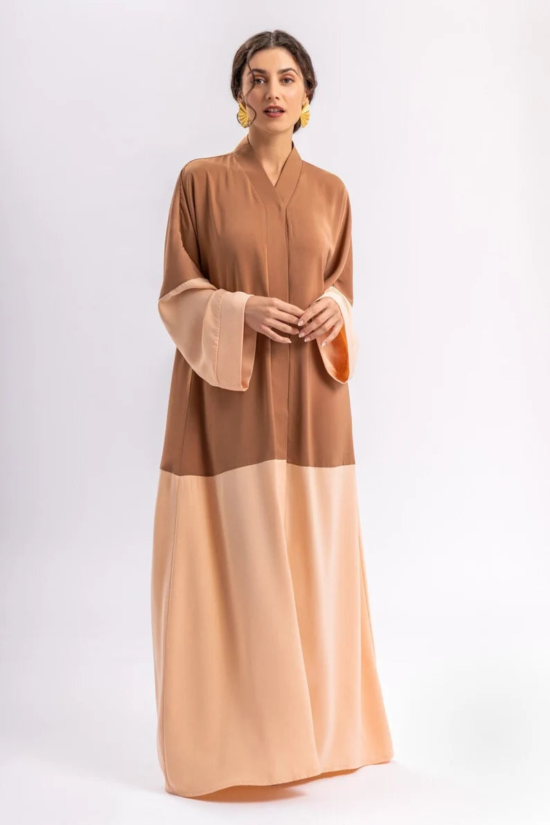 Luxe Two-Tone Belted Abaya - Premium Nida Japan Fabric - INFINITE VIBES 