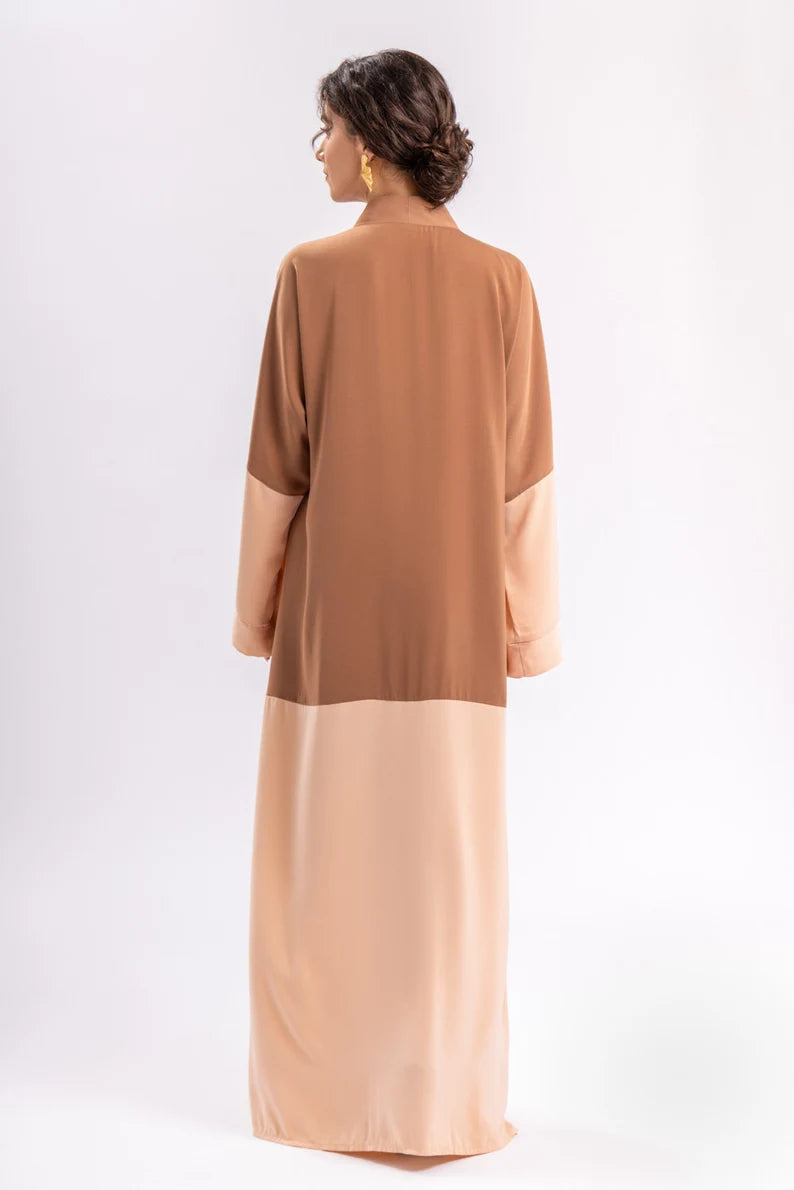 Luxe Two-Tone Belted Abaya - Premium Nida Japan Fabric - INFINITE VIBES 