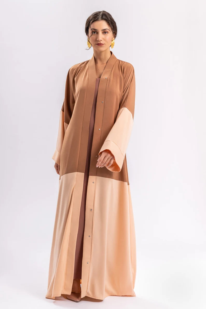 Luxe Two-Tone Belted Abaya - Premium Nida Japan Fabric - INFINITE VIBES 