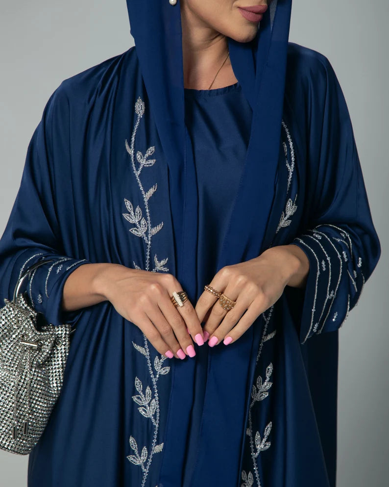 Luxury Satin Abaya Set - Dress, Abaya, & Shela in Elegant Colors | Imperial Grace